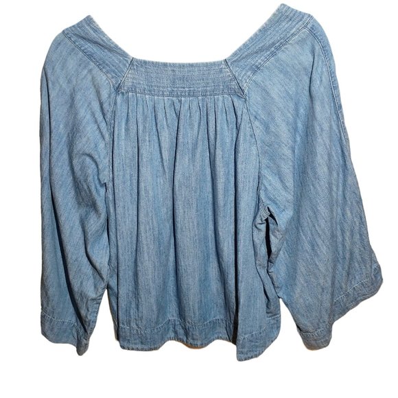 Madewell Chambray Peasant Top - Picture 2 of 4